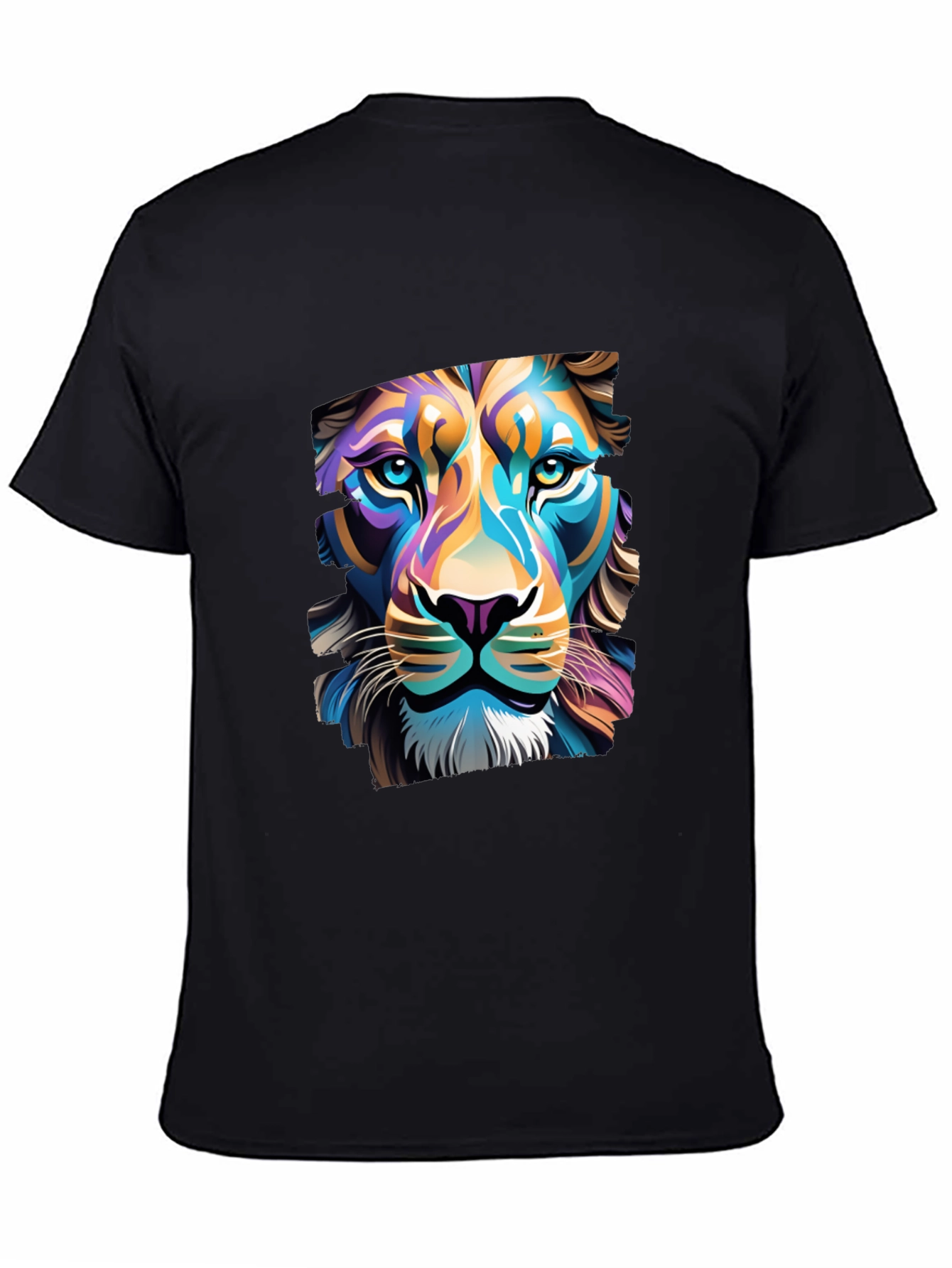 Lion Graphic Black T-Shirt - Bold Artistic Design