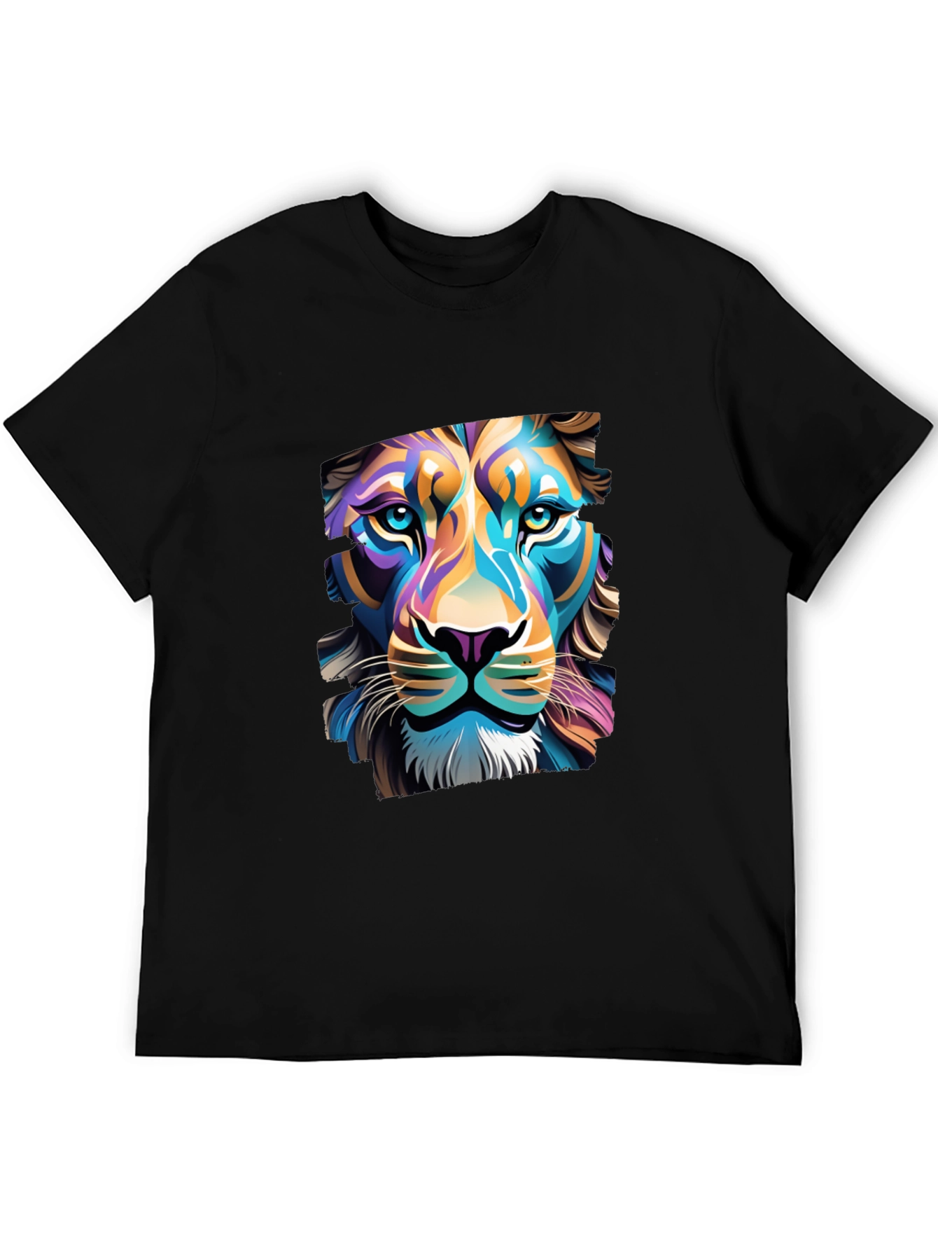 Lion Graphic Black T-Shirt - Bold Artistic Design