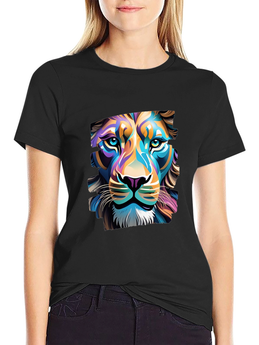 Lion Graphic Black T-Shirt - Bold Artistic Design