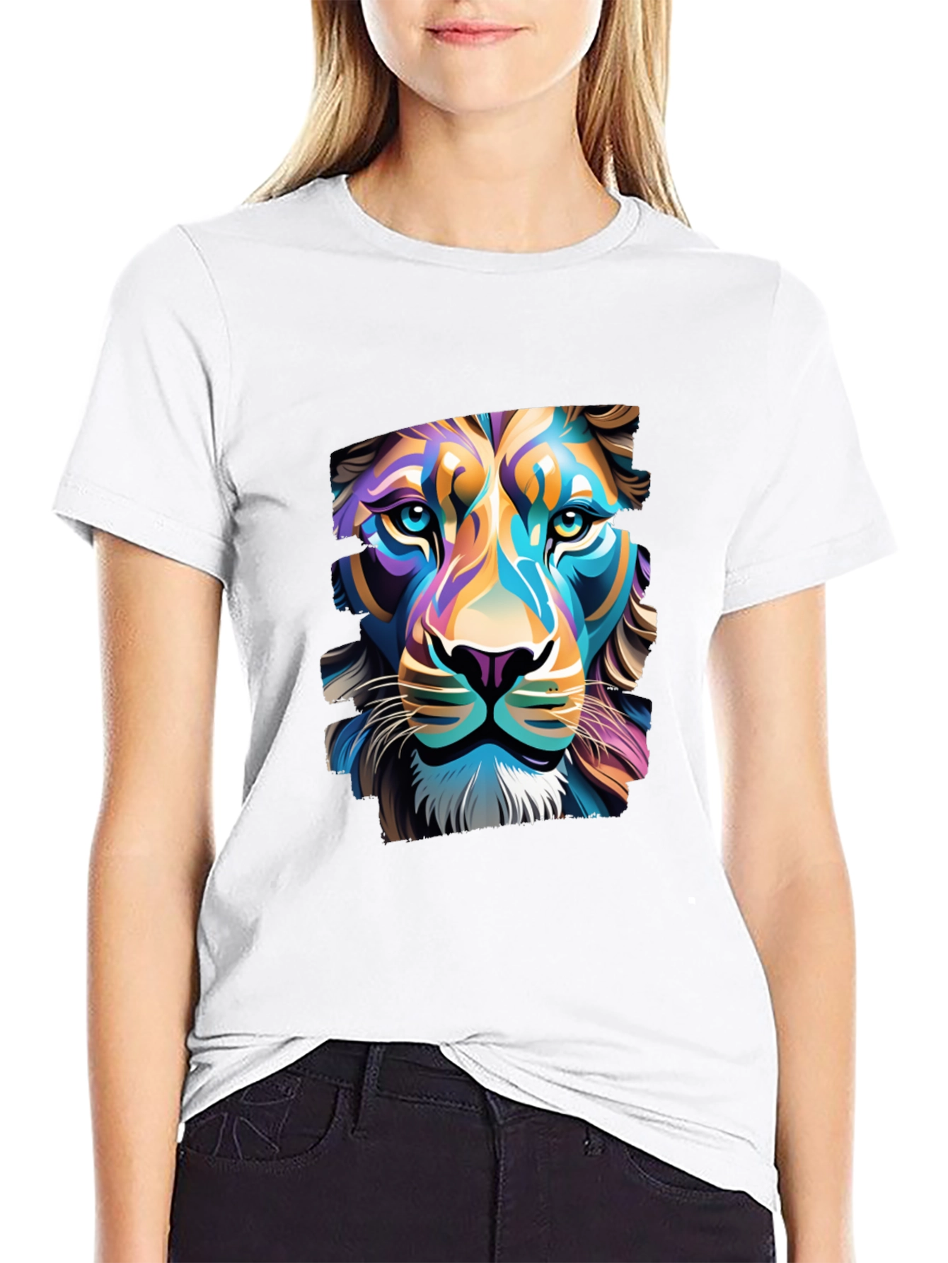 Lion Graphic Black T-Shirt - Bold Artistic Design