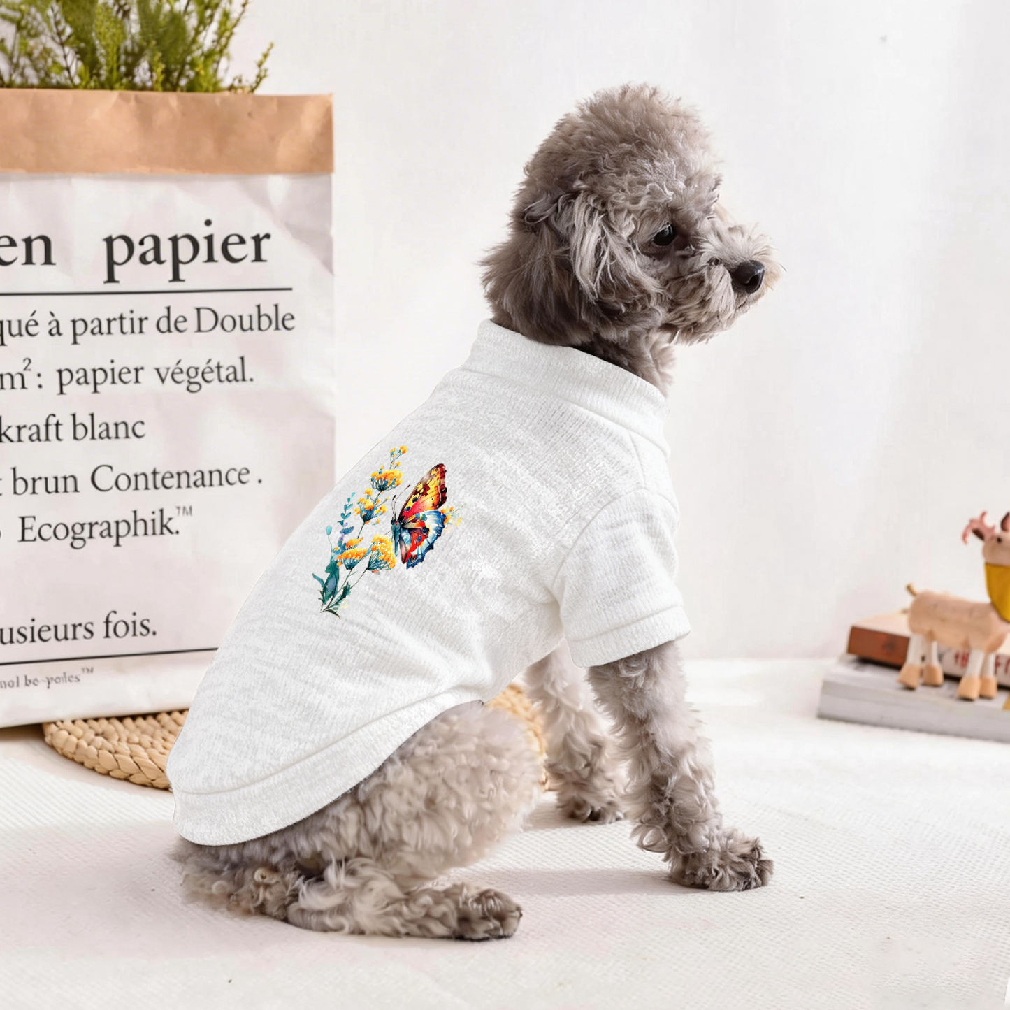 Watercolor Butterfly Floral Cozy Pet Pullover Sweater
