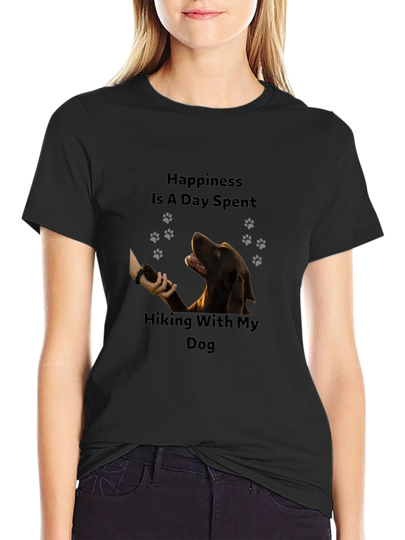 Hiking With My Dog Black T-Shirt