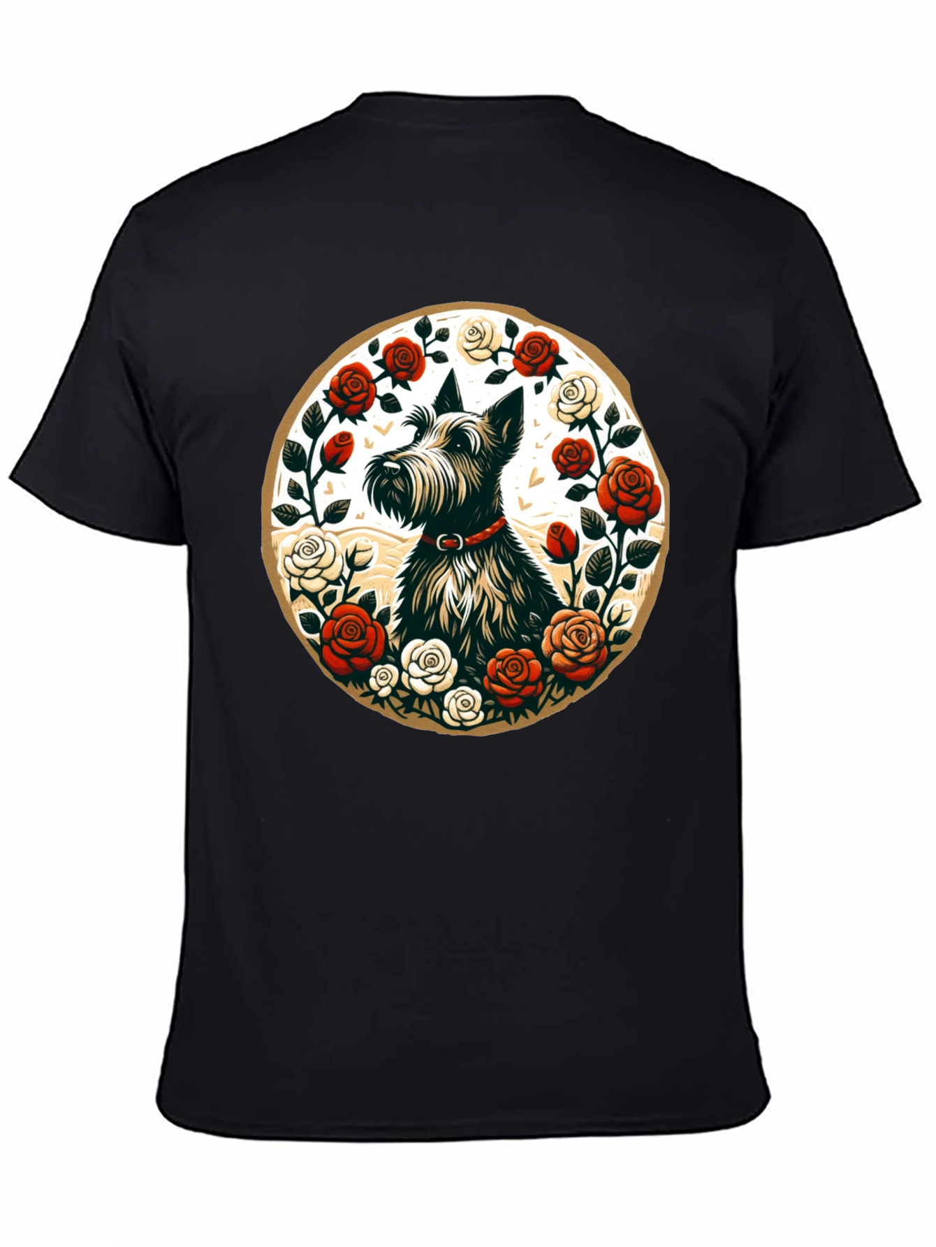 Scottish Terrier Rose Circle Graphic Tee