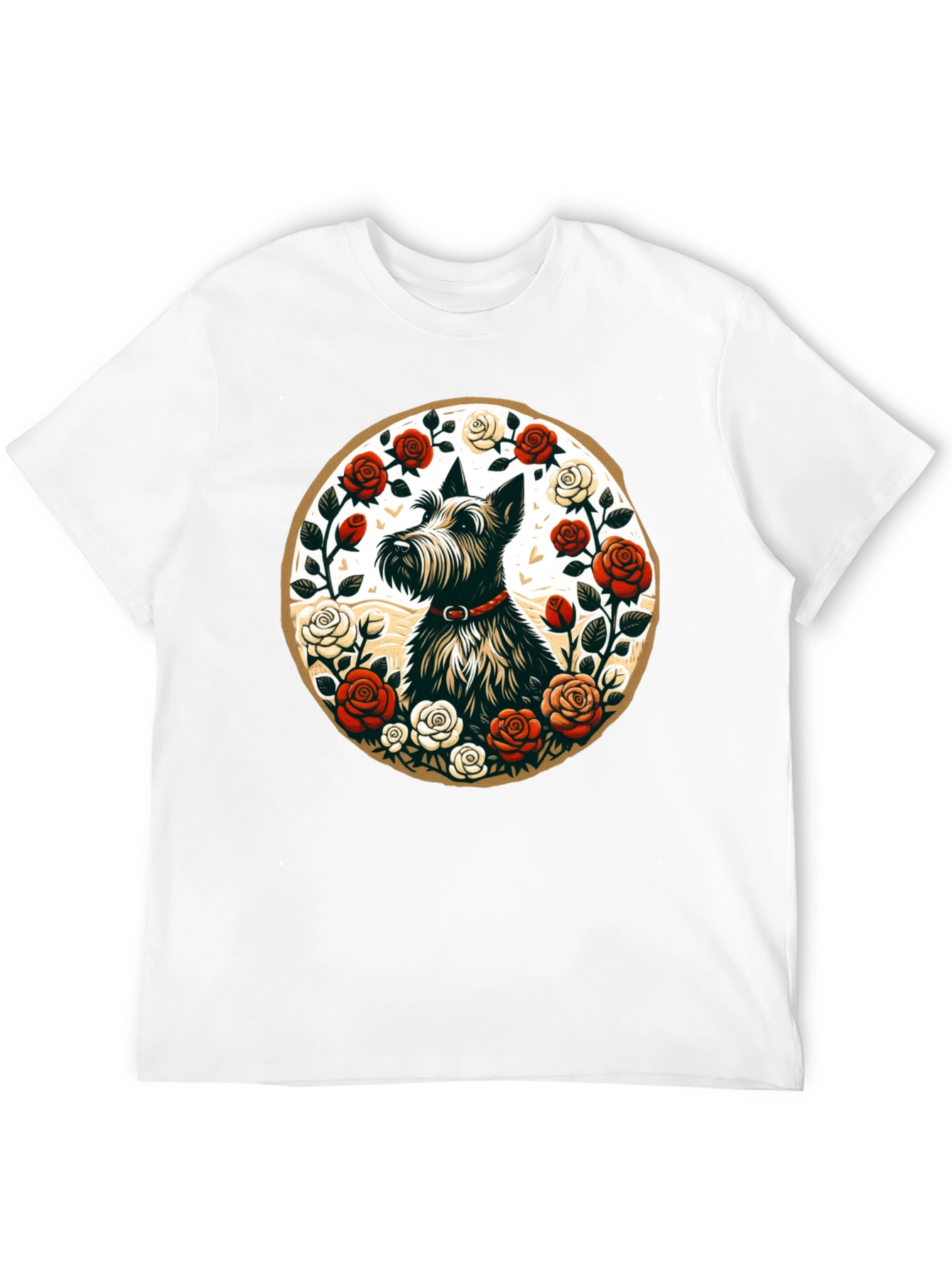 Scottish Terrier Rose Circle Graphic Tee