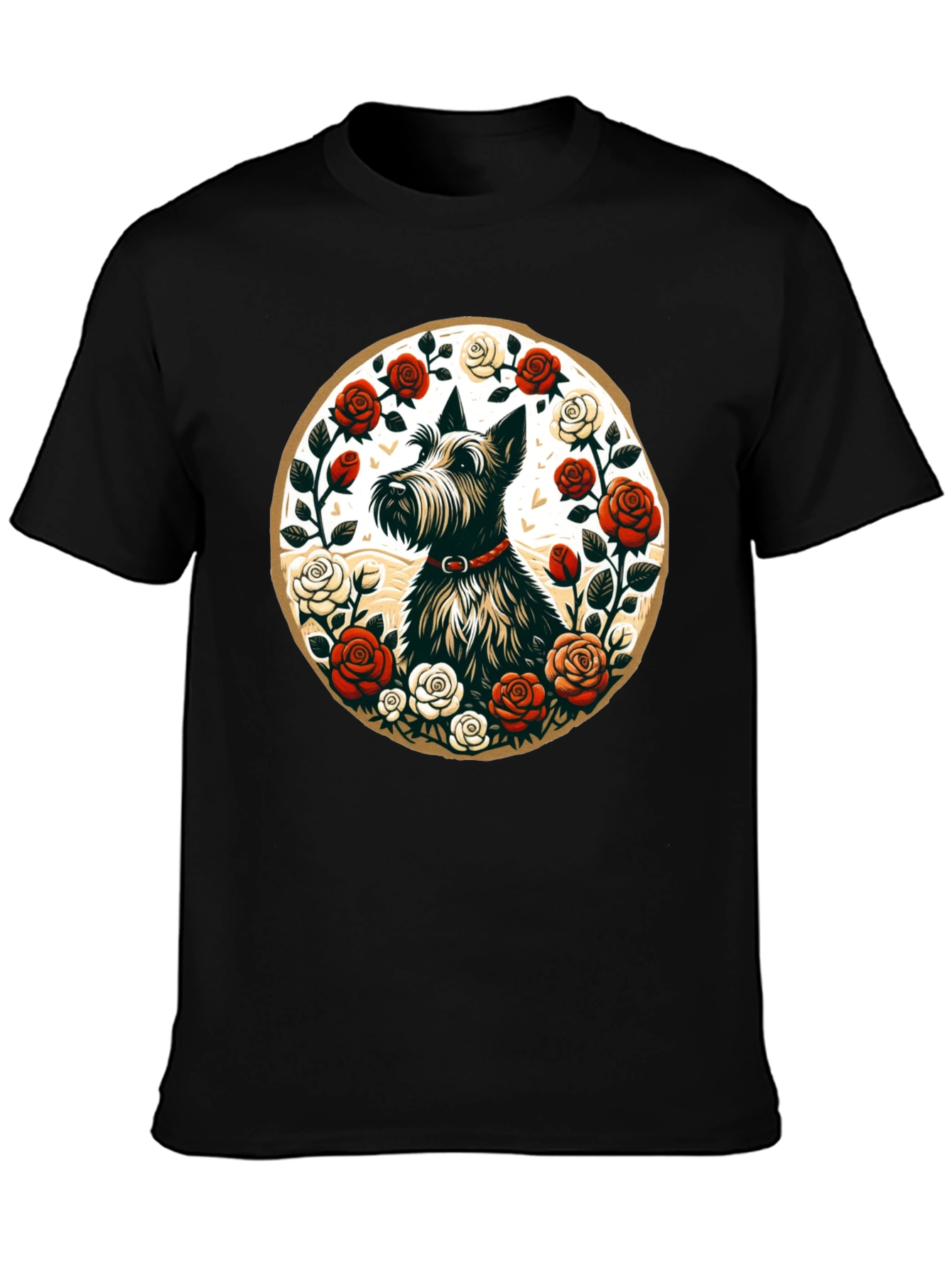 Scottish Terrier Rose Circle Graphic Tee