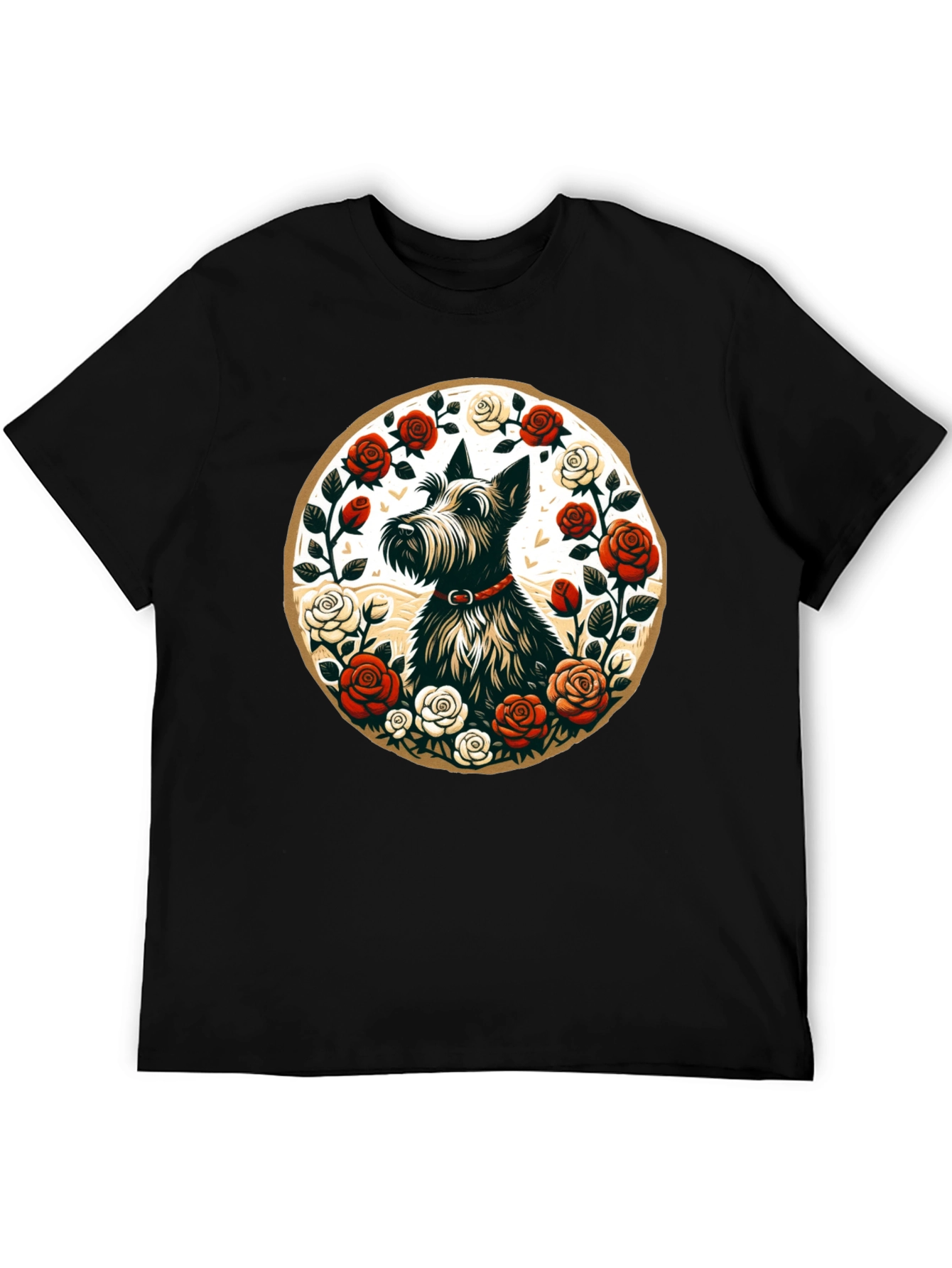 Scottish Terrier Rose Circle Graphic Tee