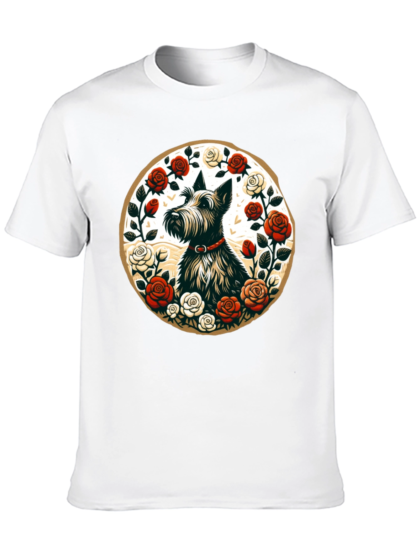 Scottish Terrier Rose Circle Graphic Tee