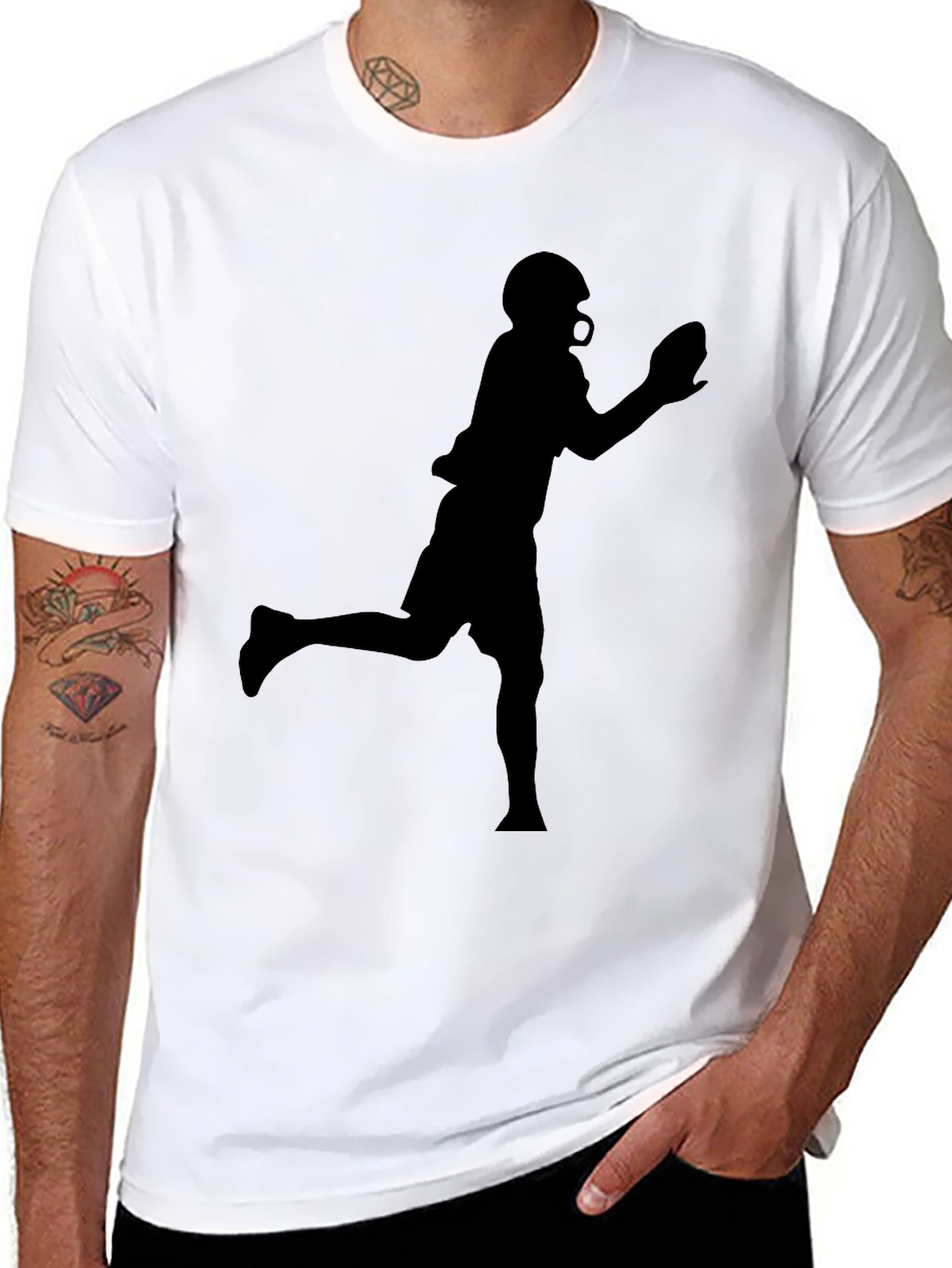 Football Player Graphic Tee - Black T-Shirt