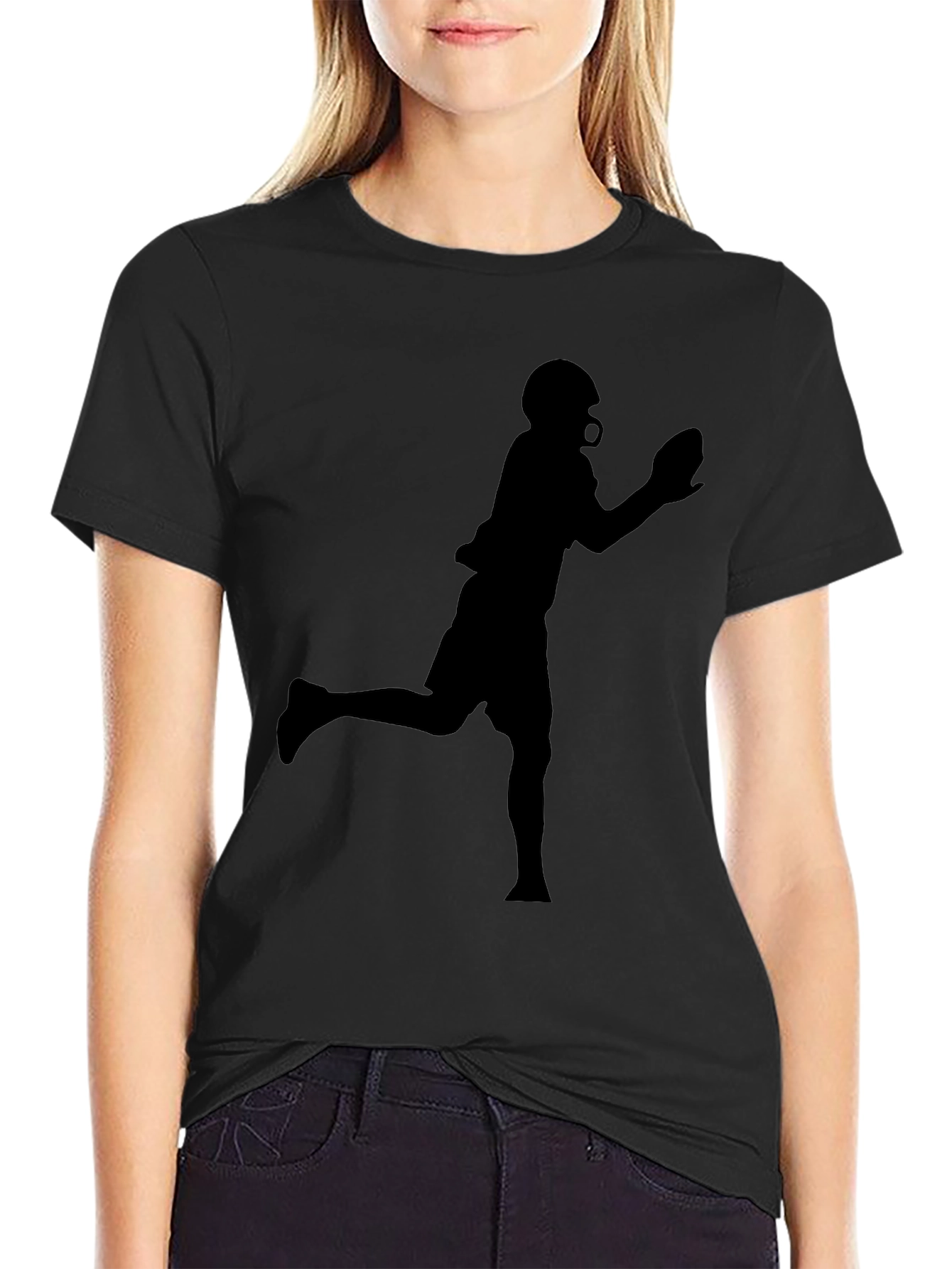 Football Player Graphic Tee - Black T-Shirt