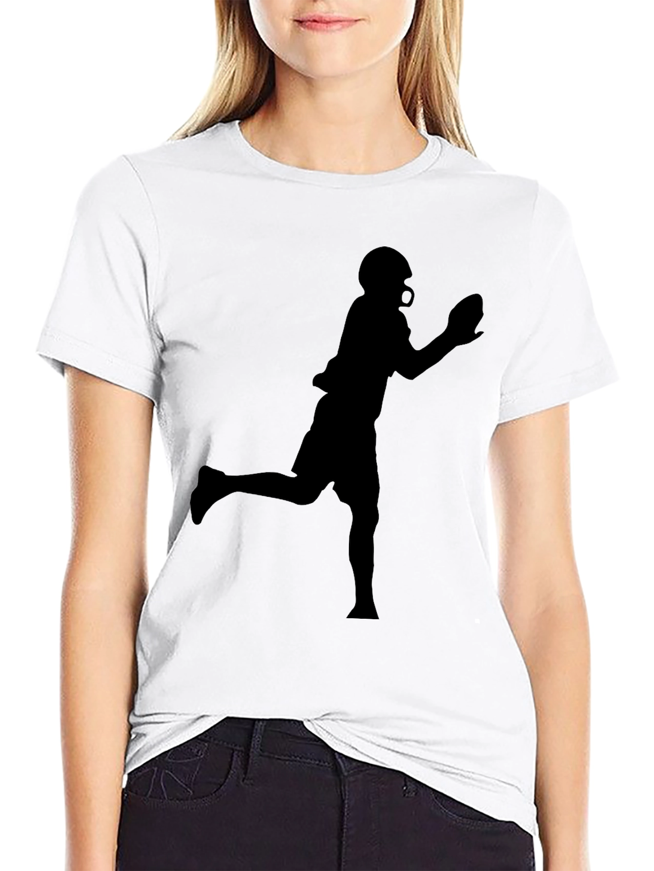 Football Player Graphic Tee - Black T-Shirt