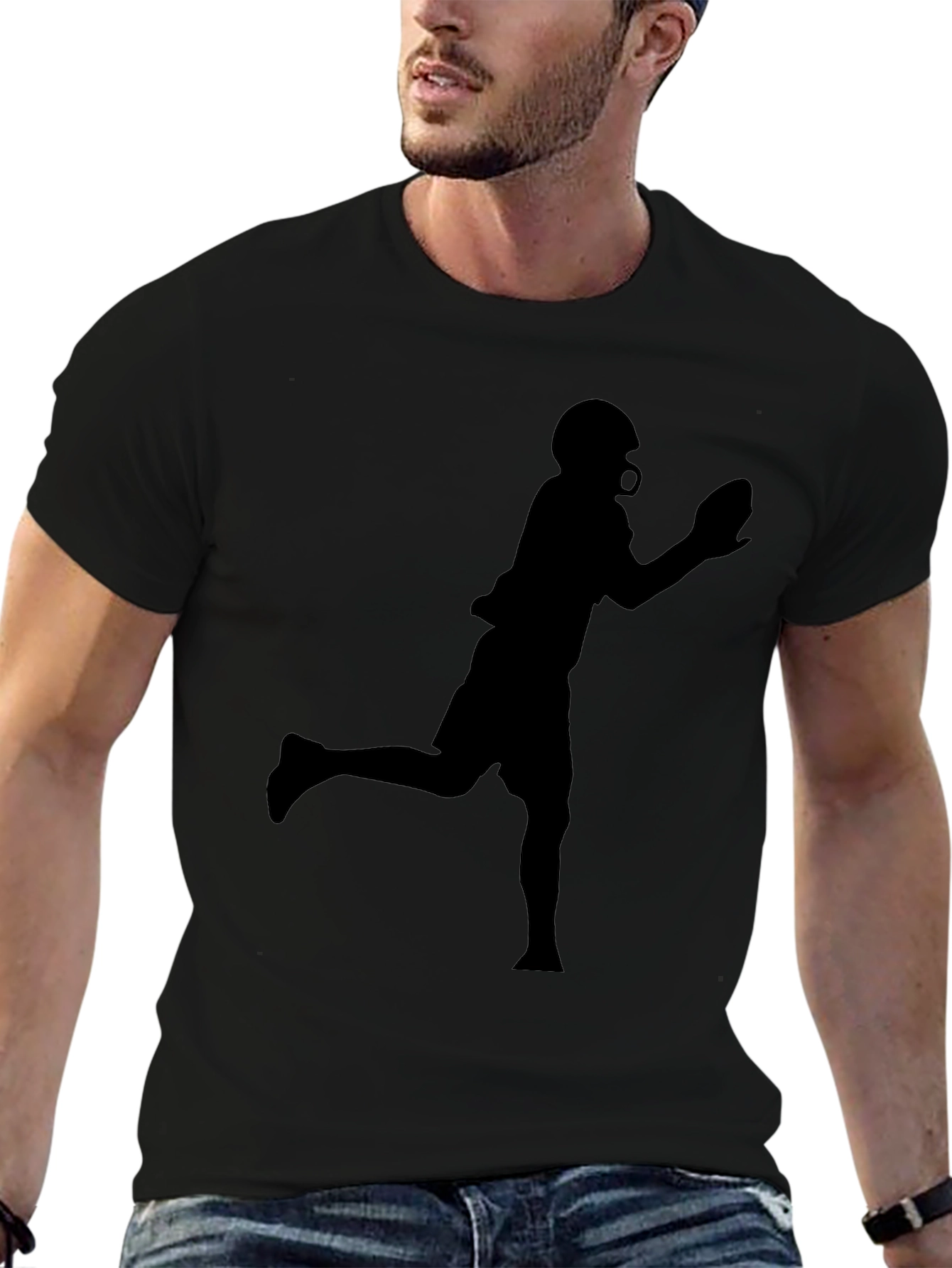 Football Player Graphic Tee - Black T-Shirt