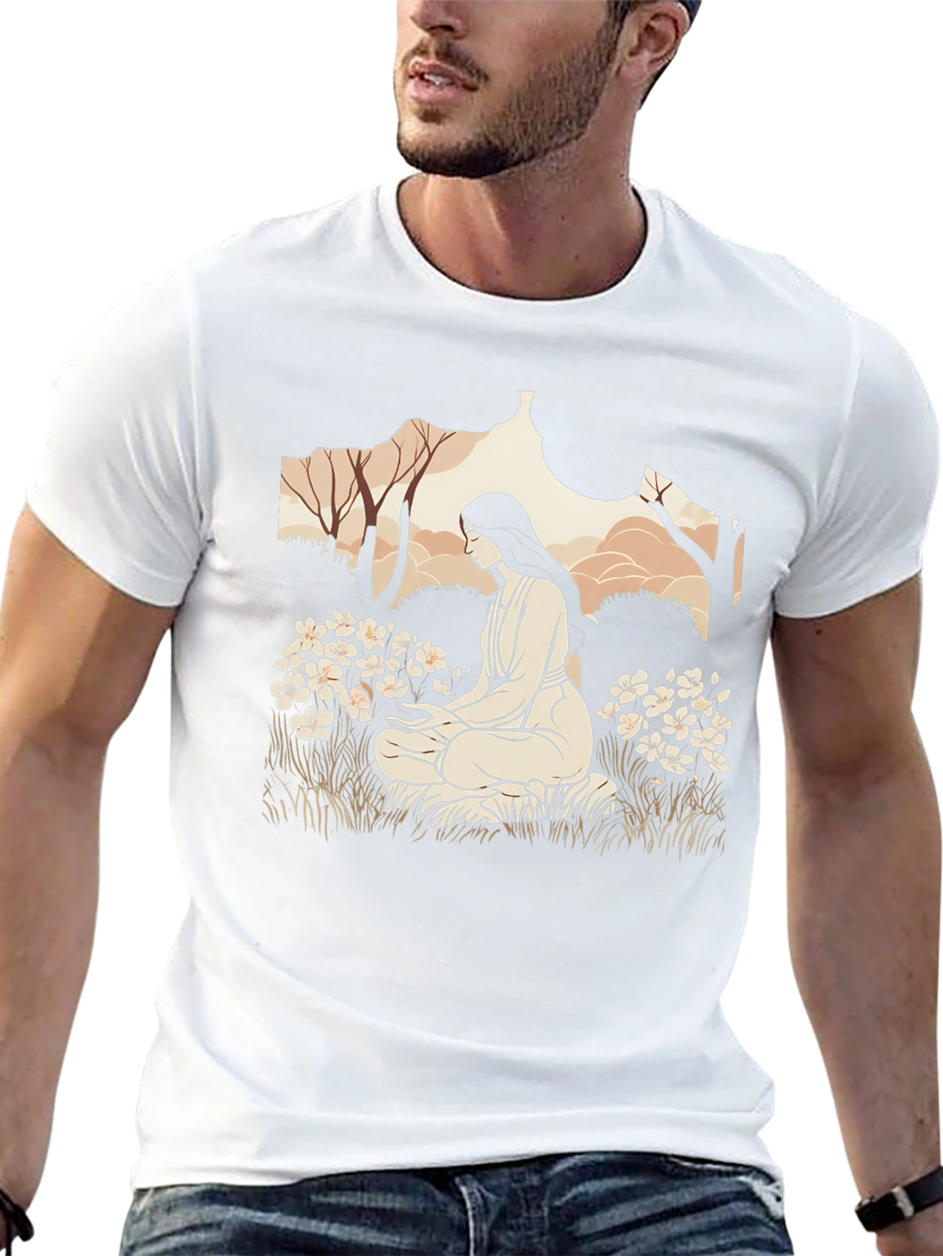 Nature Meditation Graphic Tee - Black