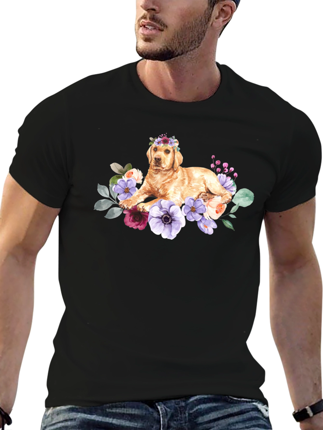 Golden Retriever Floral Crown T-Shirt