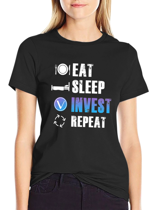 Eat Sleep Invest Repeat Black T-Shirt