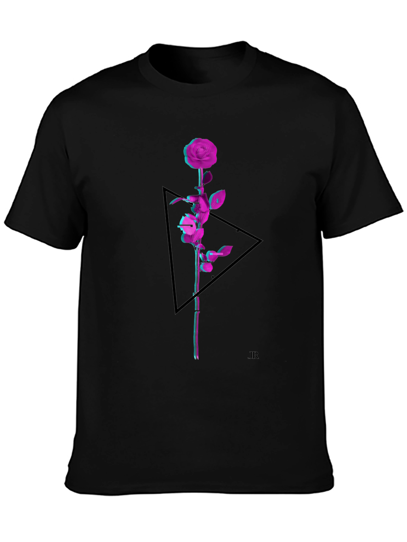 Geometric Rose Graphic Tee - Modern Style