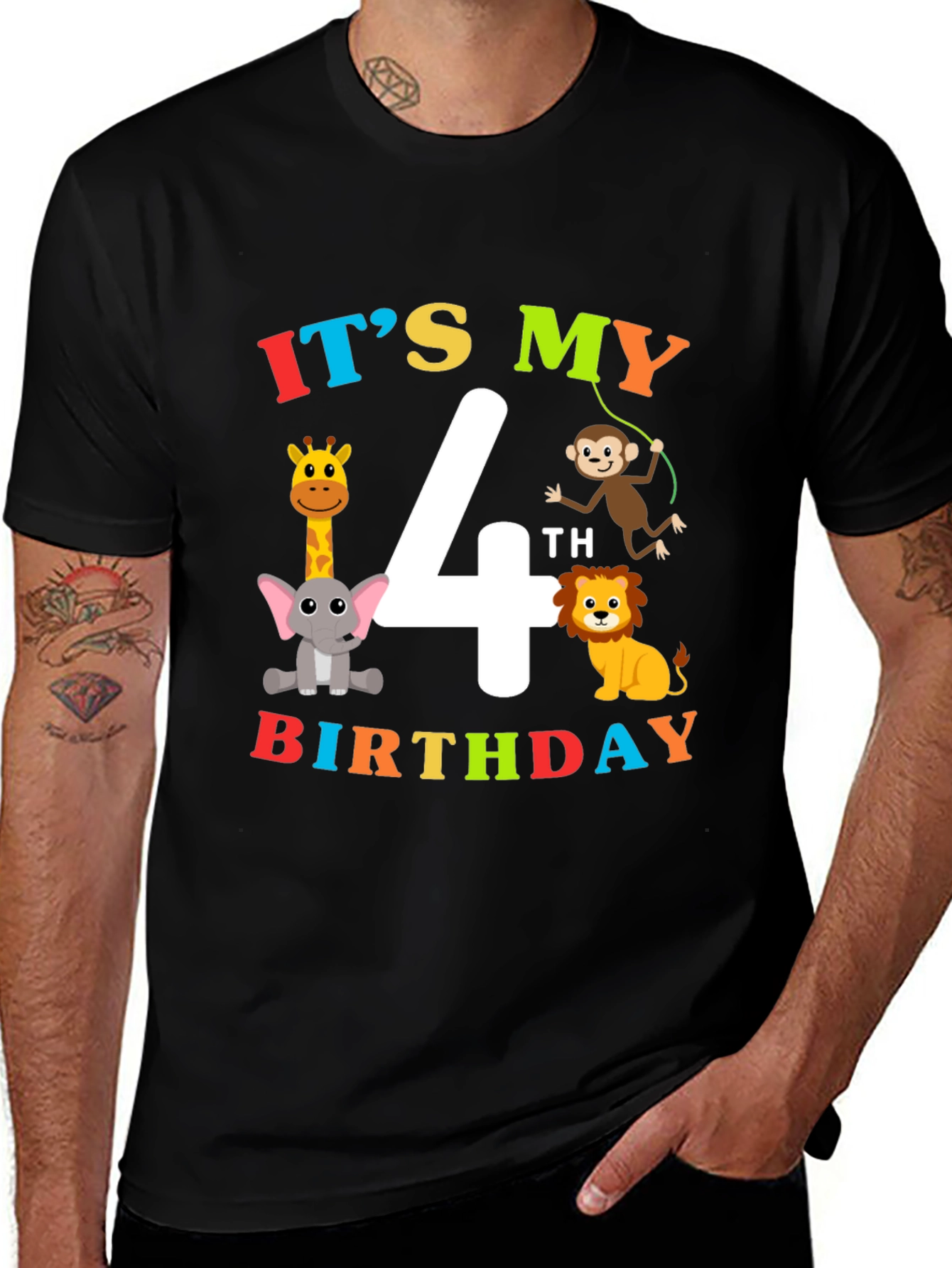 Its My 4th Birthday T-Shirt Animal Theme