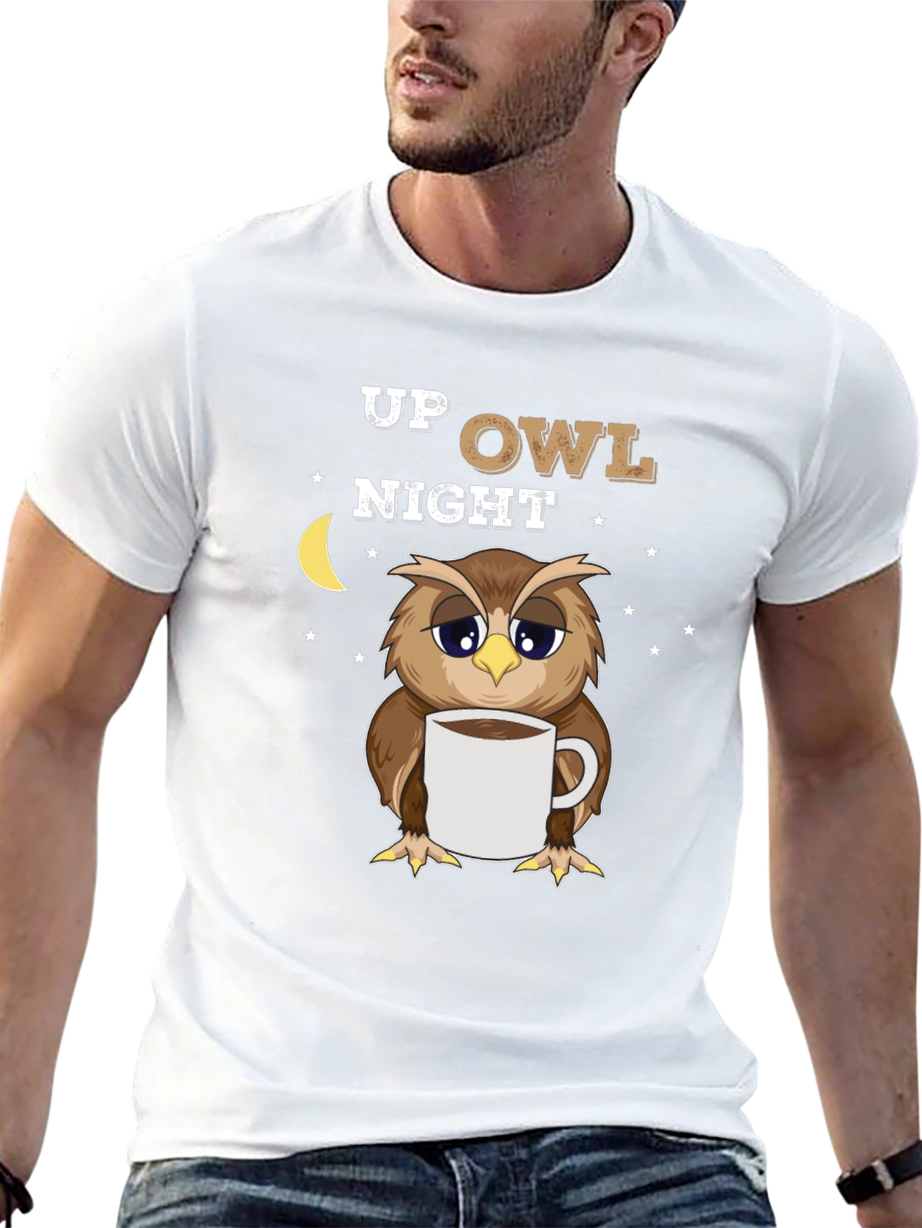 Up Owl Night Black Graphic Tee