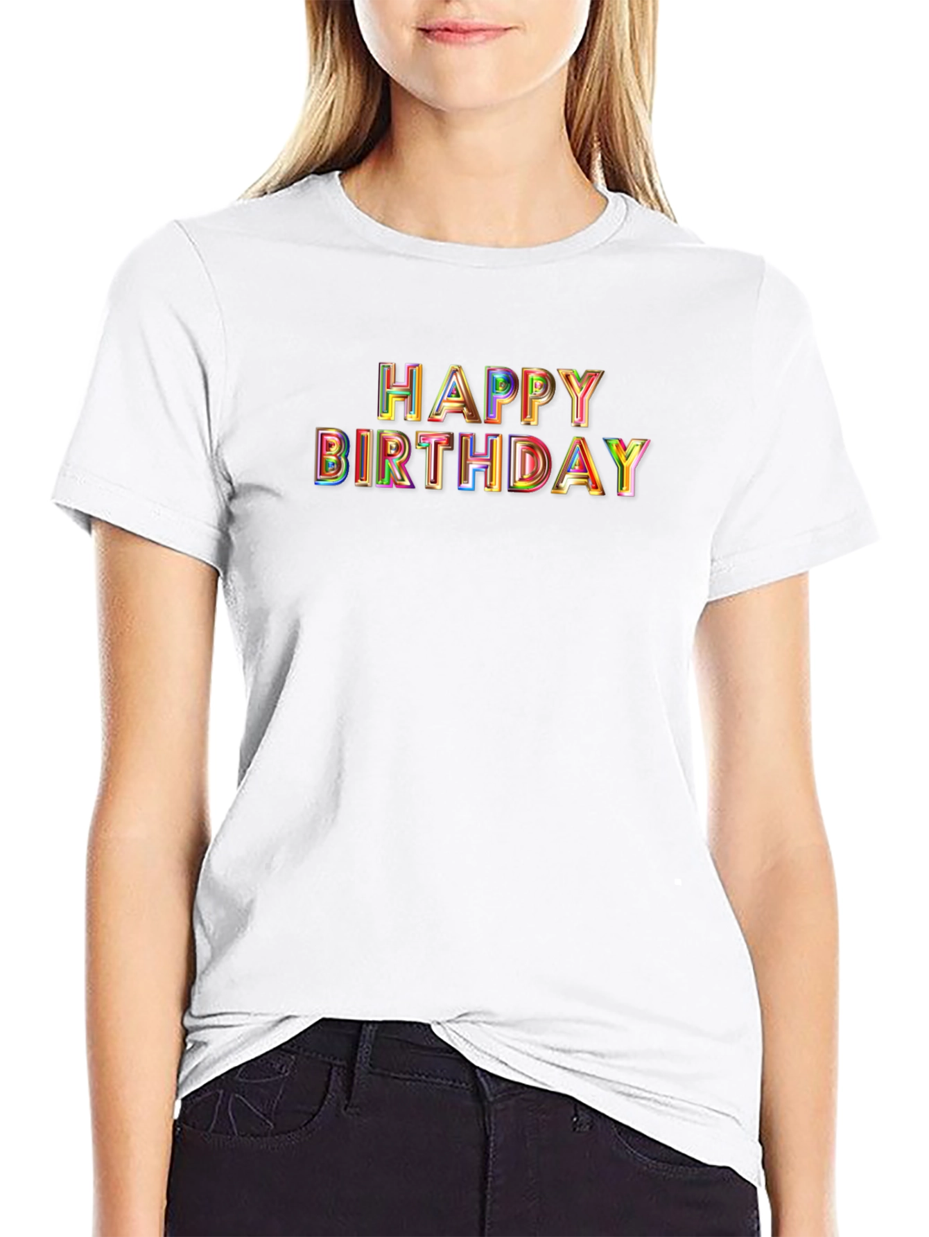 Happy Birthday T-Shirt - Black Crew Neck Tee