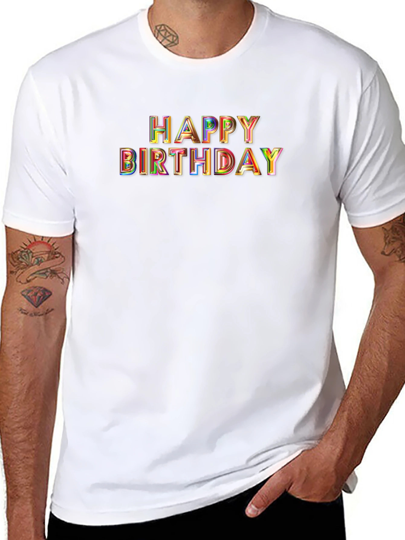 Happy Birthday T-Shirt - Black Crew Neck Tee