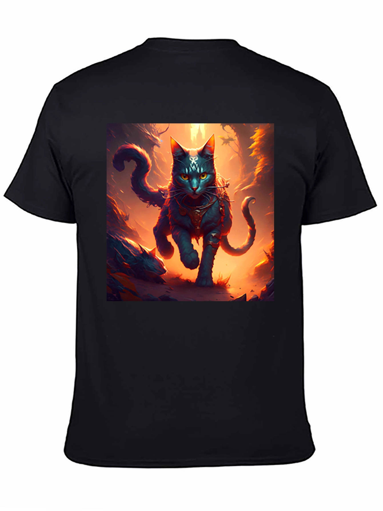 Mystic Feline Graphic Tee - Black