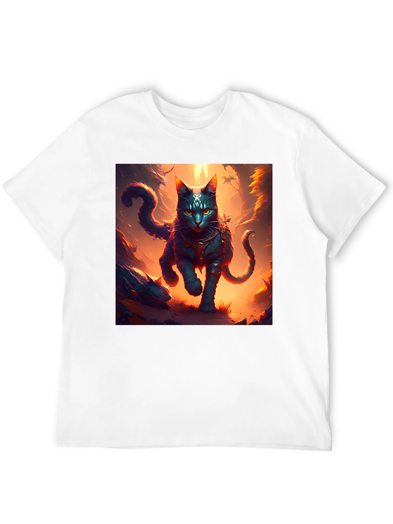 Mystic Feline Graphic Tee - Black