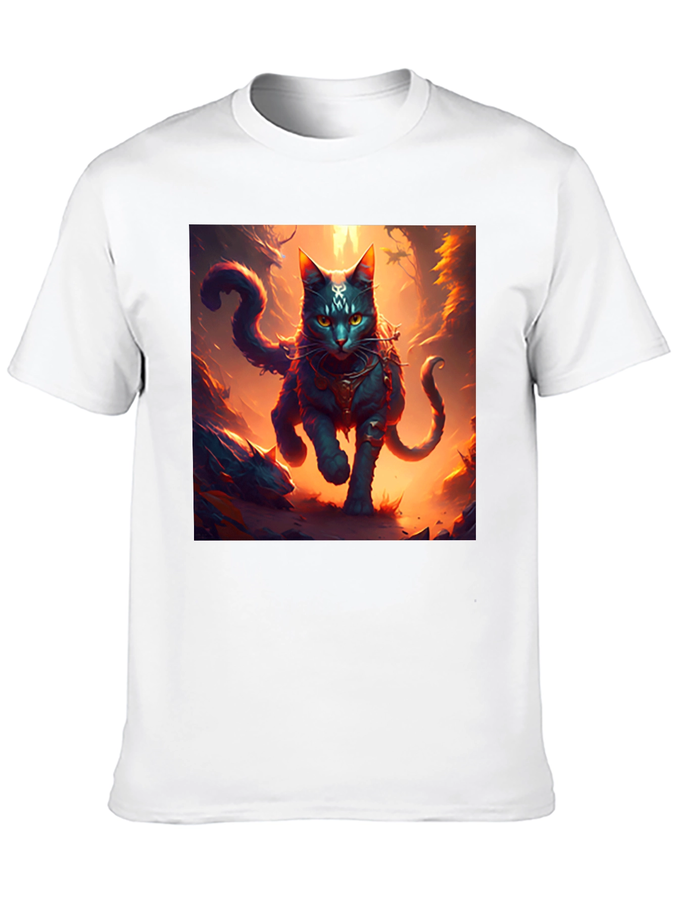 Mystic Feline Graphic Tee - Black