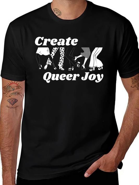 Create Queer Joy Graphic Tee - Black Cotton T-Shirt
