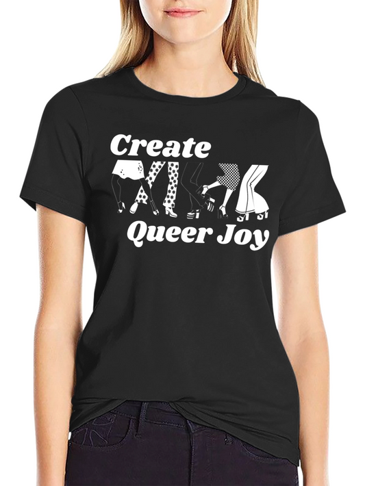 Create Queer Joy Graphic Tee - Black Cotton T-Shirt