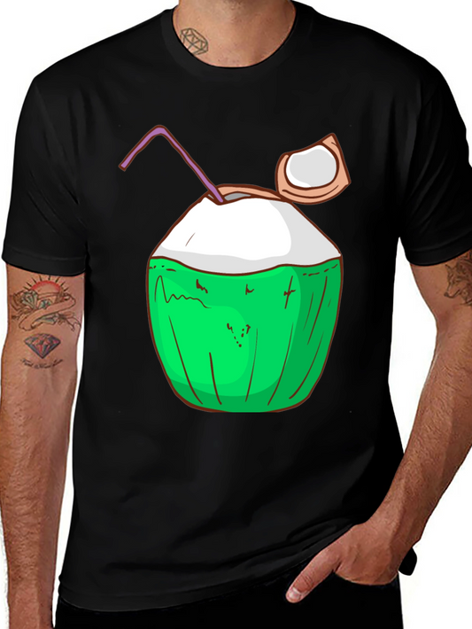 Coconut Drink Graphic Tee - Tropical Summer Vibes