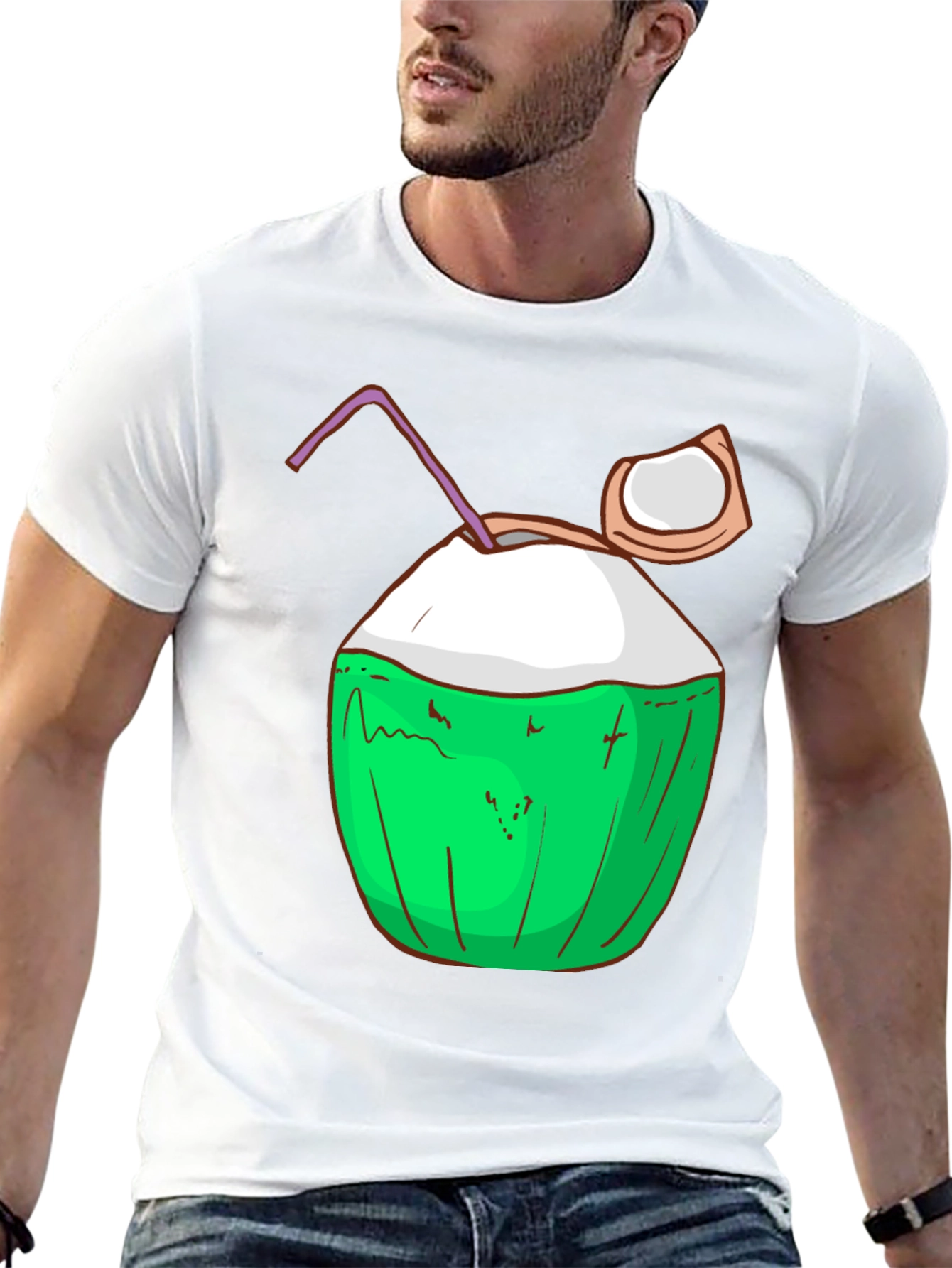 Coconut Drink Graphic Tee - Tropical Summer Vibes