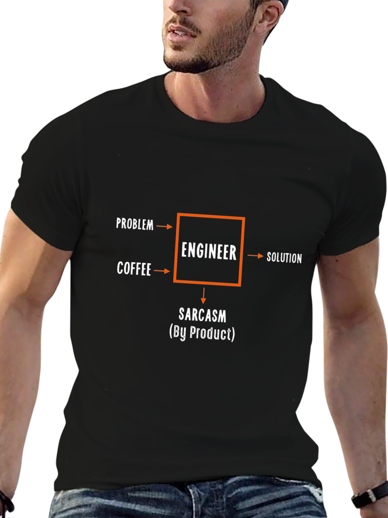 Engineer Flowchart T-Shirt - Problem Coffee Solution Sarcasm
