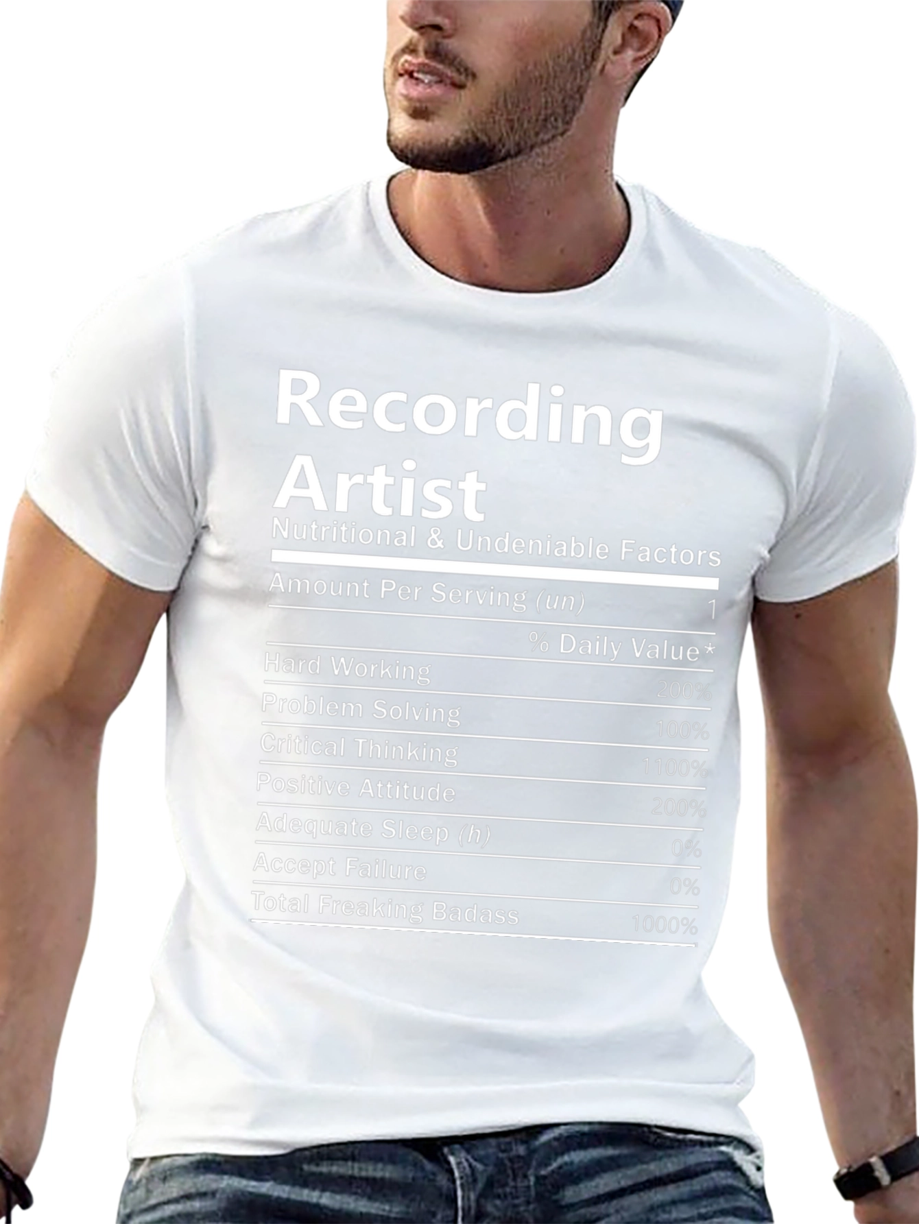 Recording Artist Nutritional Facts Black T-Shirt