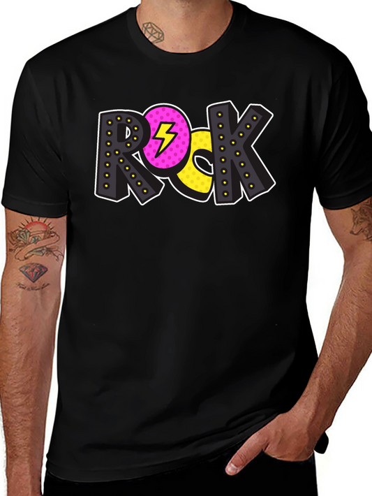 Rock Music Graphic Print Mens Black T-Shirt