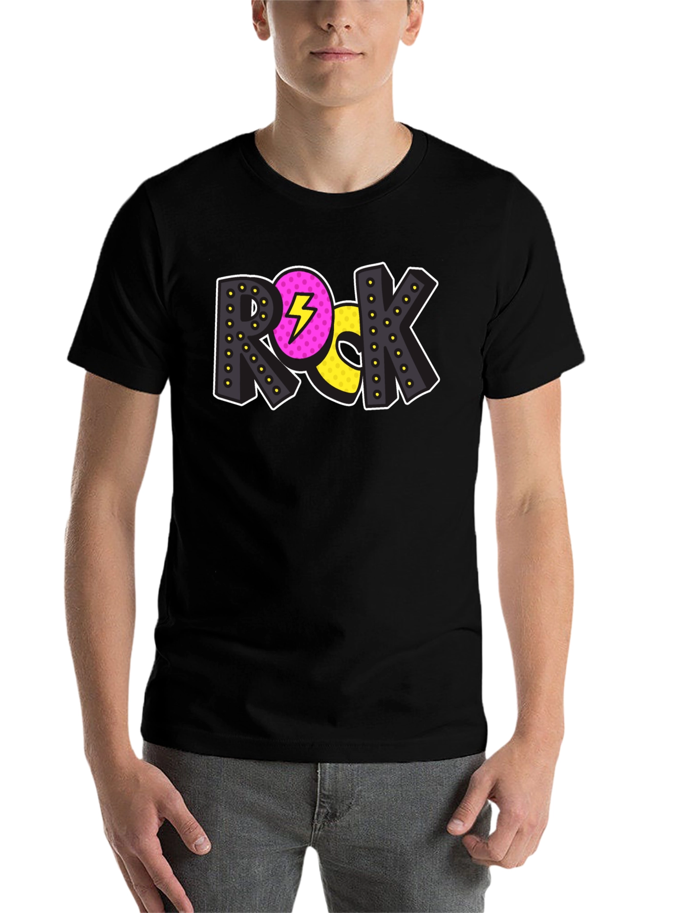 Rock Music Graphic Print Mens Black T-Shirt