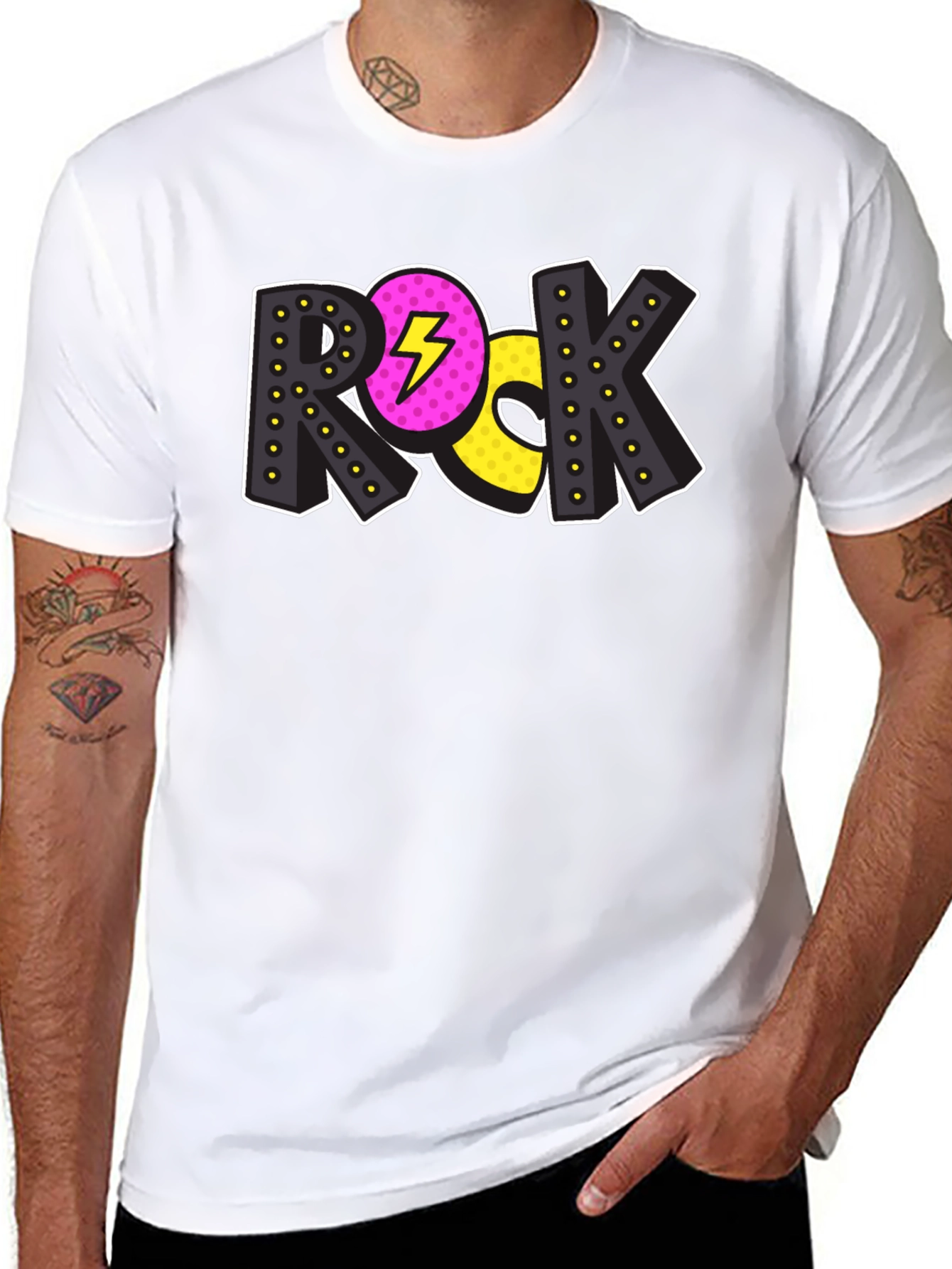 Rock Music Graphic Print Mens Black T-Shirt