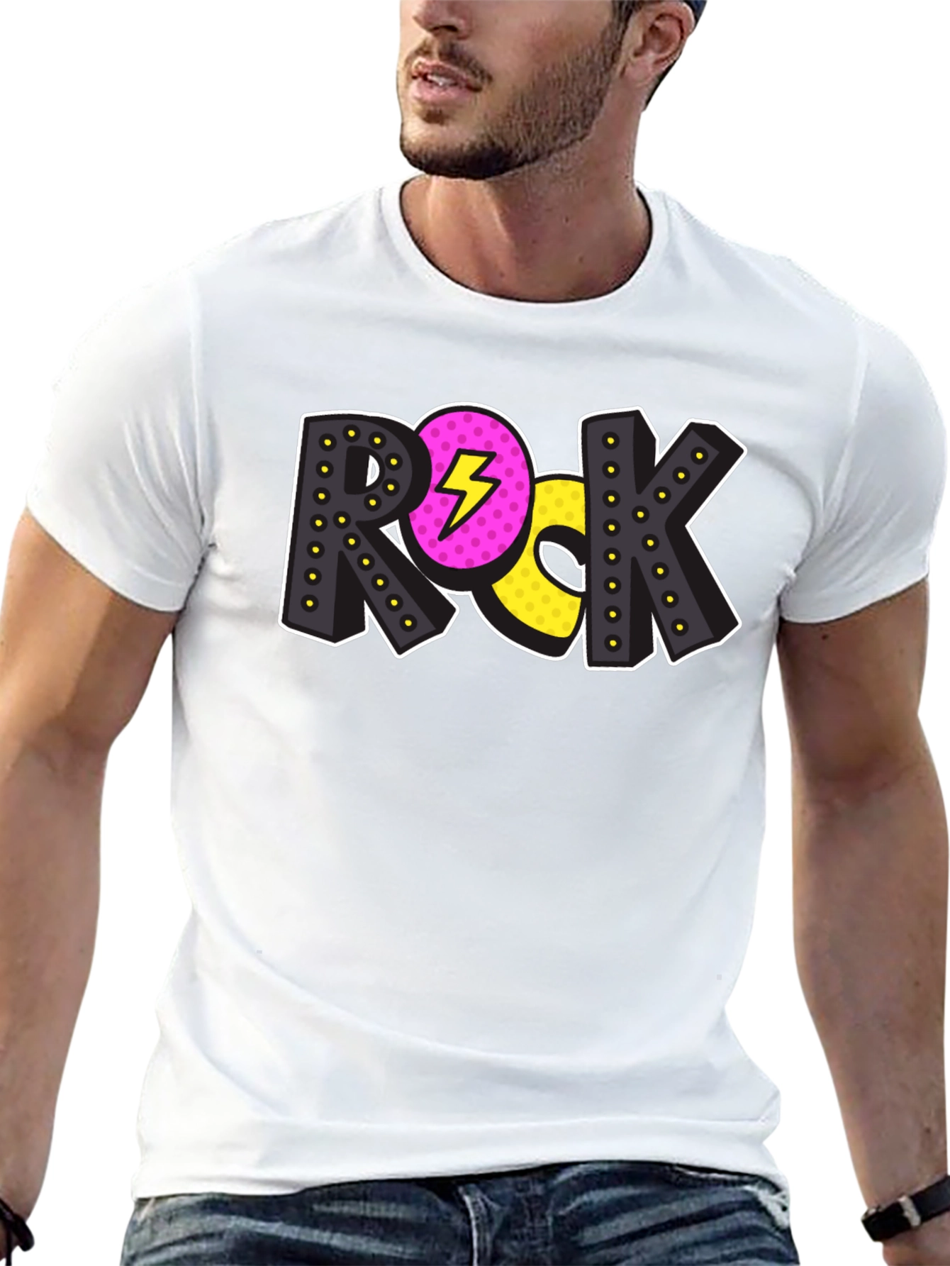 Rock Music Graphic Print Mens Black T-Shirt