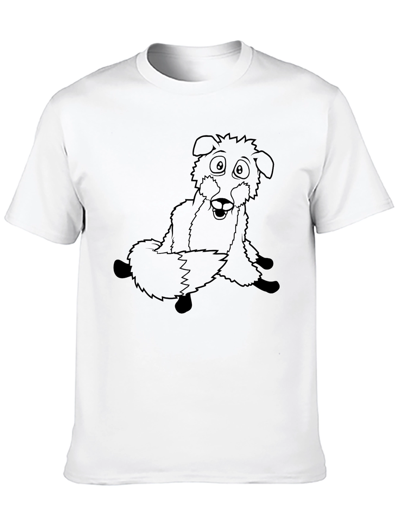Cartoon Dog Graphic Tee - Black Cotton Comfort