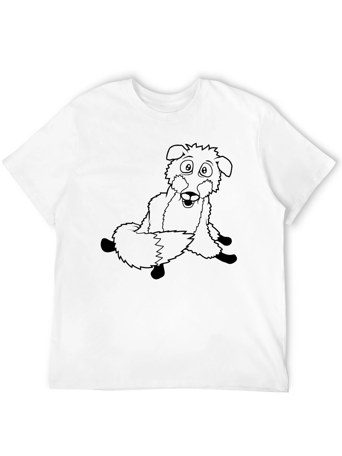 Cartoon Dog Graphic Tee - Black Cotton Comfort