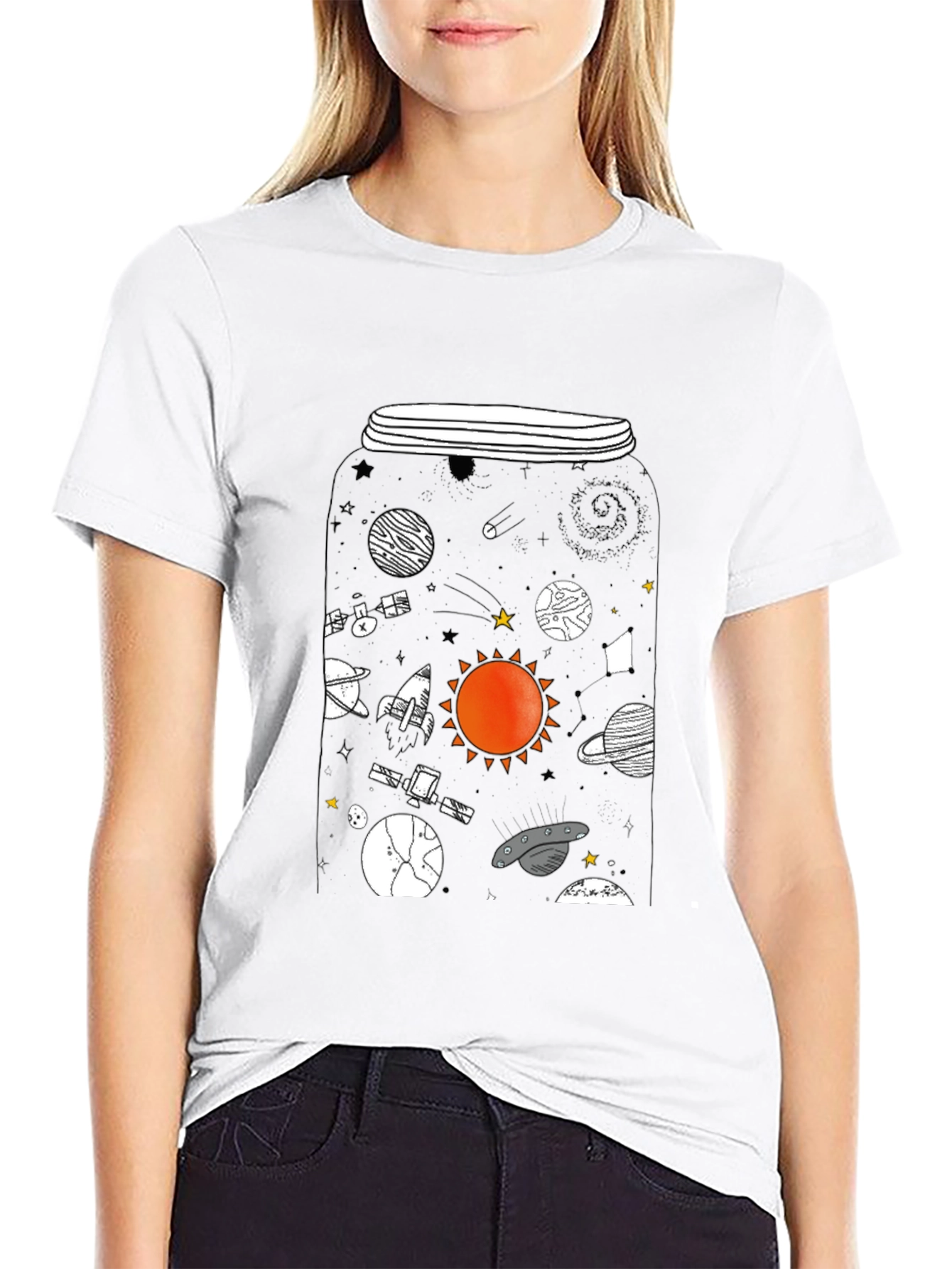 Cosmic Jar Graphic Tee - Unique Space Design