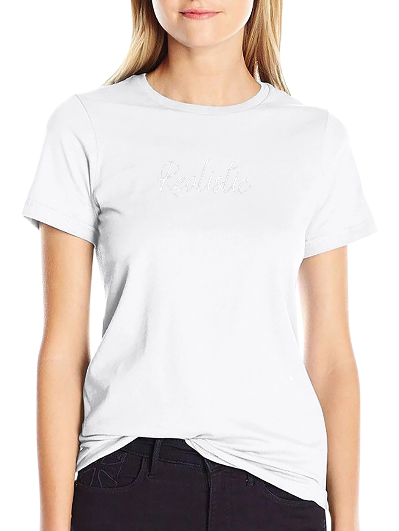 Realistic Text Graphic Black T-Shirt
