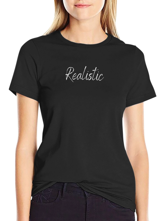 Realistic Text Graphic Black T-Shirt