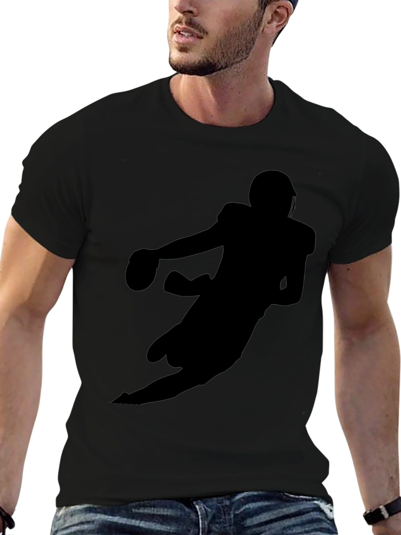 Football Silhouette Black T-Shirt