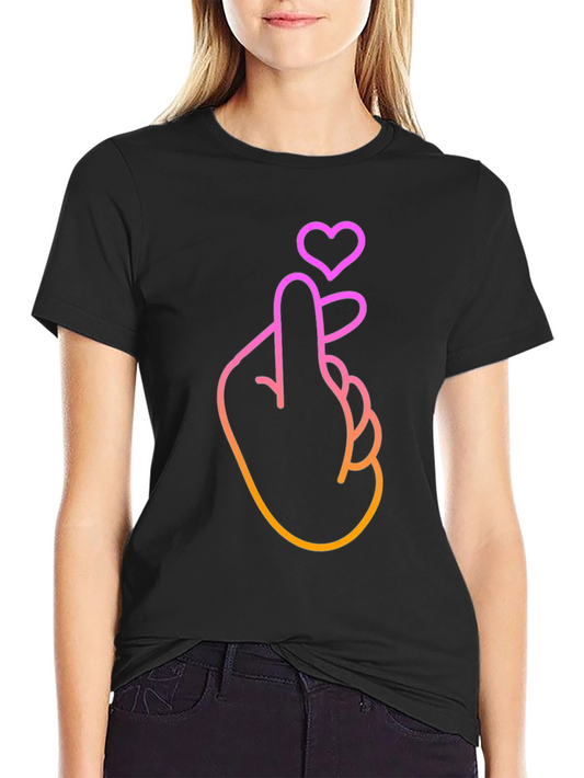 Heart Finger Gesture Graphic Tee - Stylish Comfort