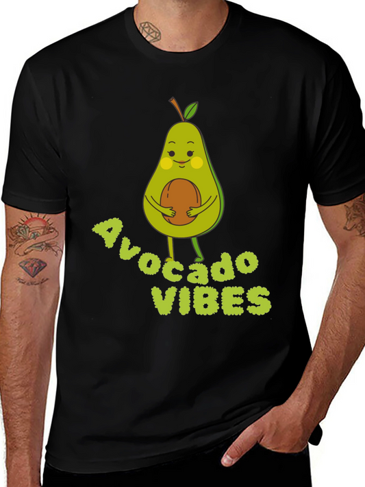 Avocado Vibes Graphic Tee - Soft Black Cotton T-Shirt