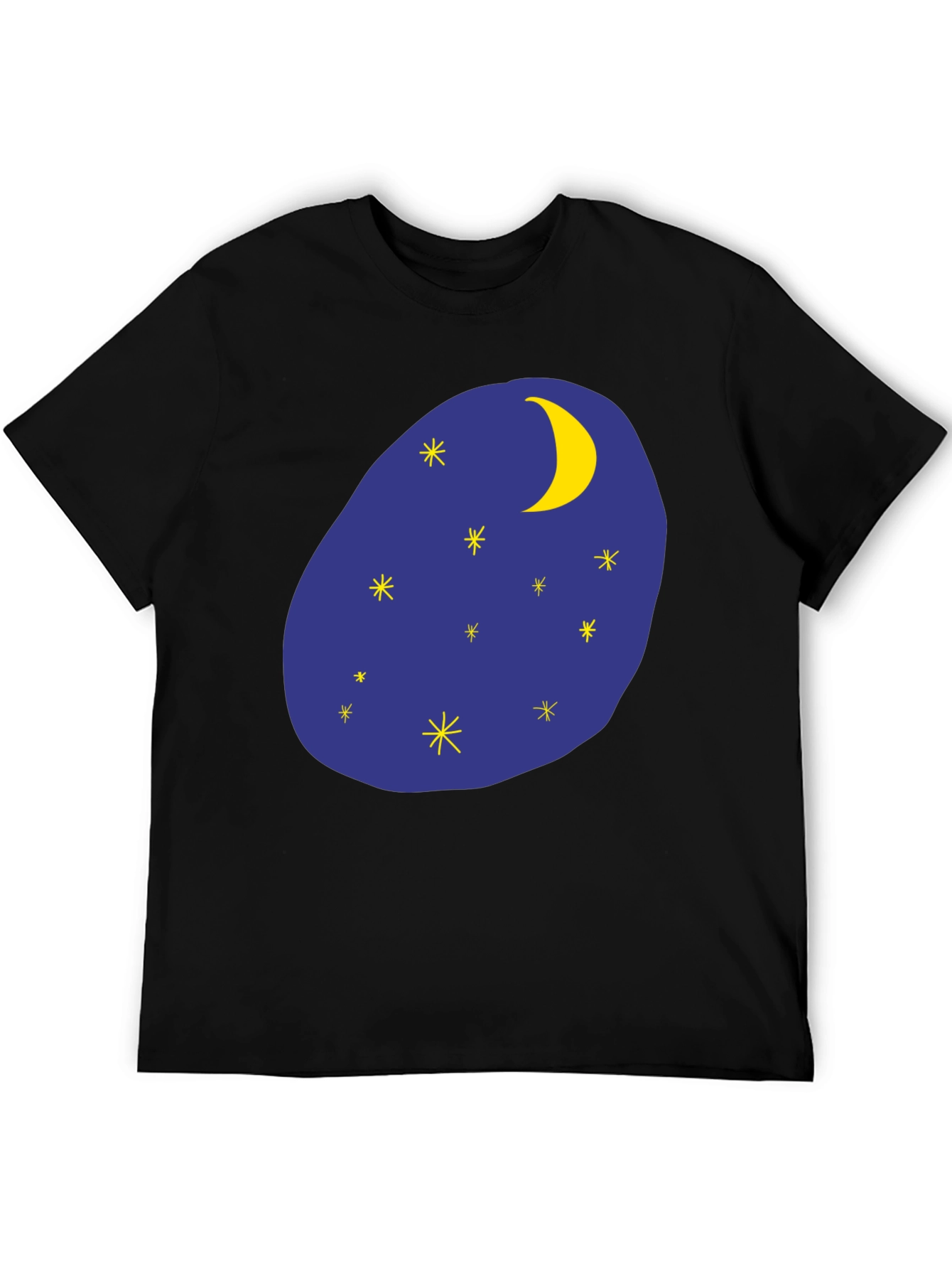 Night Sky Graphic Tee - Black Cotton T-Shirt