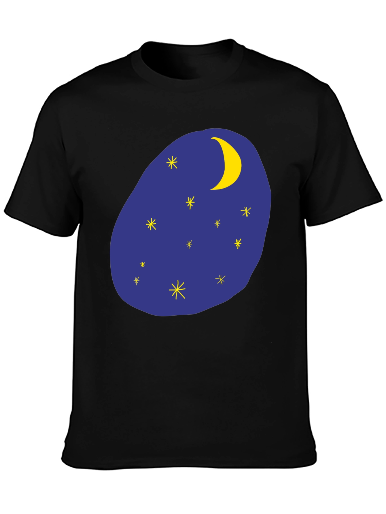 Night Sky Graphic Tee - Black Cotton T-Shirt