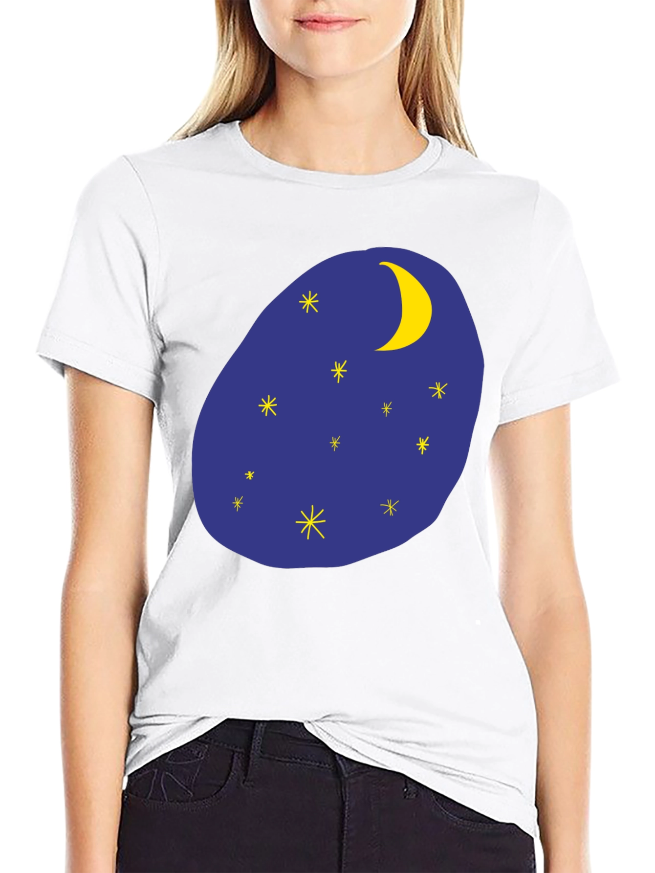 Night Sky Graphic Tee - Black Cotton T-Shirt