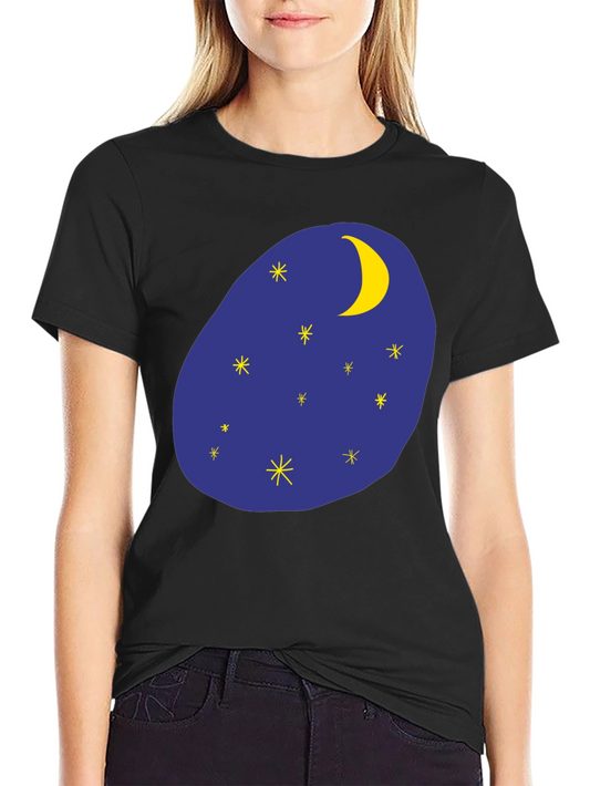 Night Sky Graphic Tee - Black Cotton T-Shirt