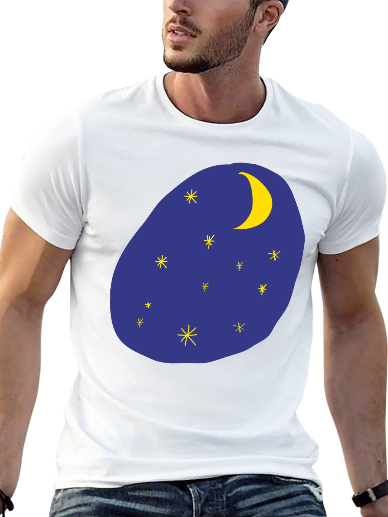 Night Sky Graphic Tee - Black Cotton T-Shirt