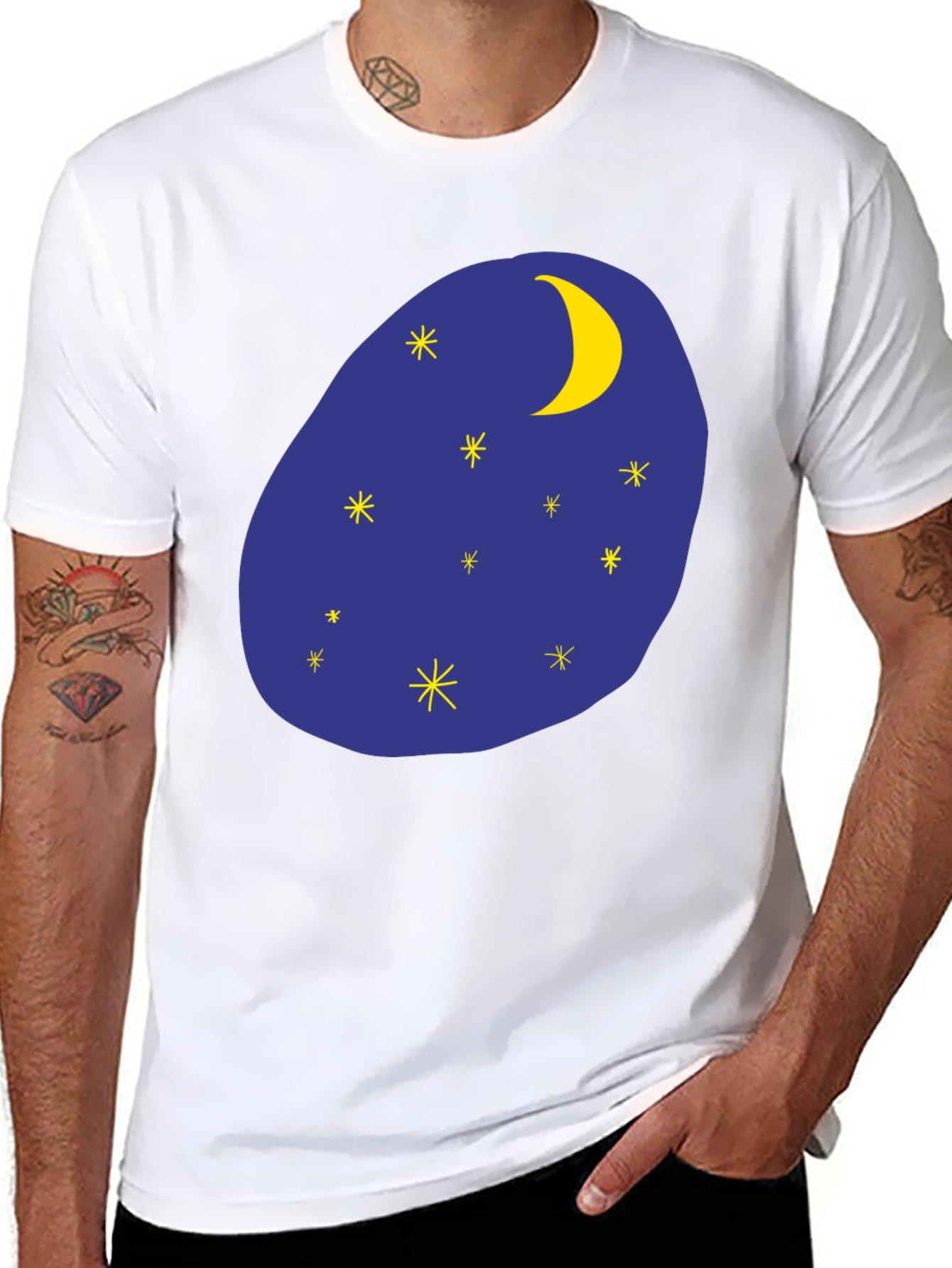 Night Sky Graphic Tee - Black Cotton T-Shirt